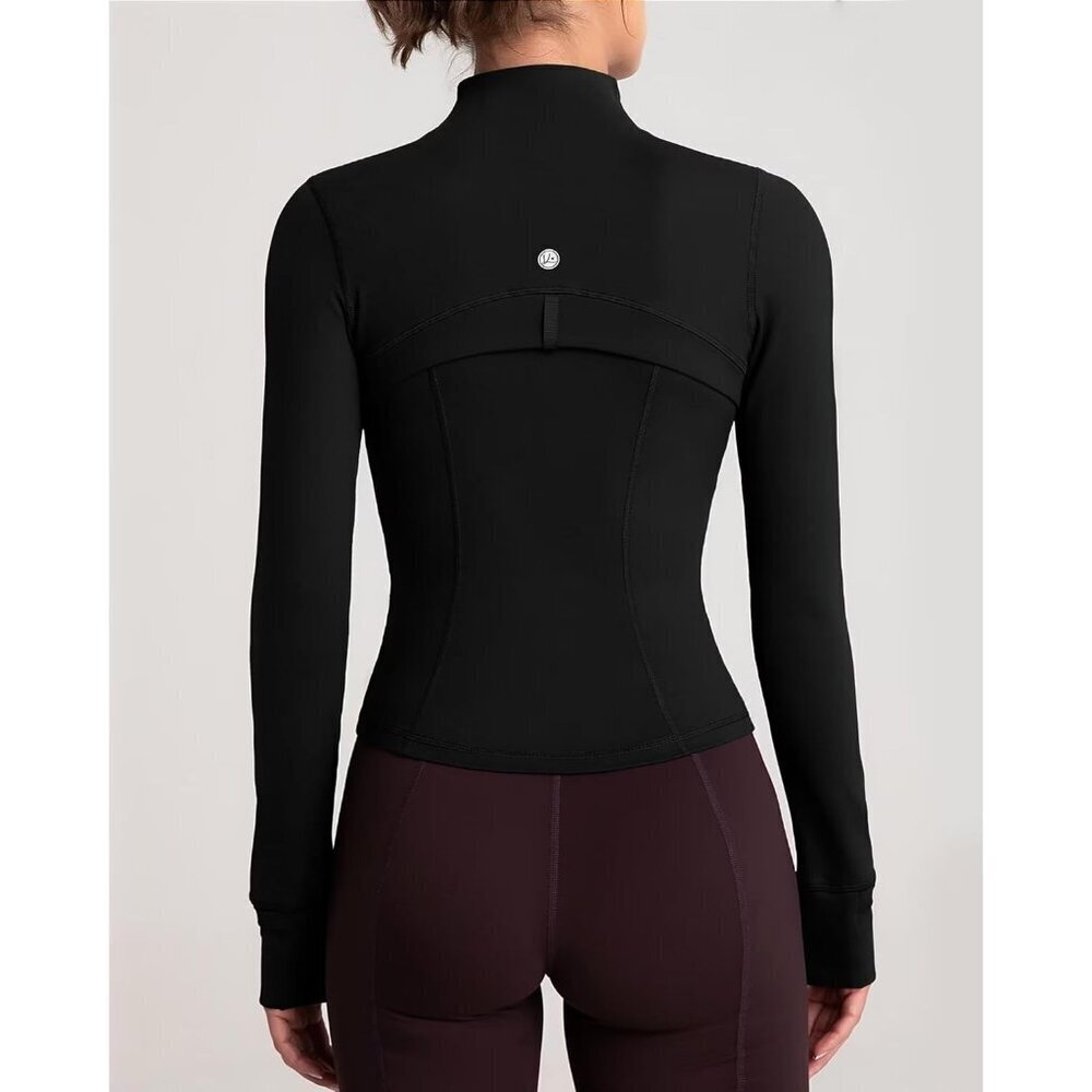 Brand New Women Black Polyamide Zip-Up BBL Fit Workout Running Yoga Jacket - Picture 2 of 6
